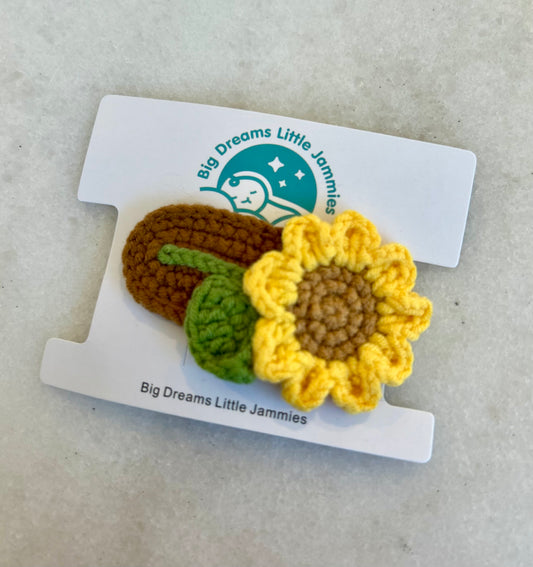 Crochet Sunflower Hair Clip
