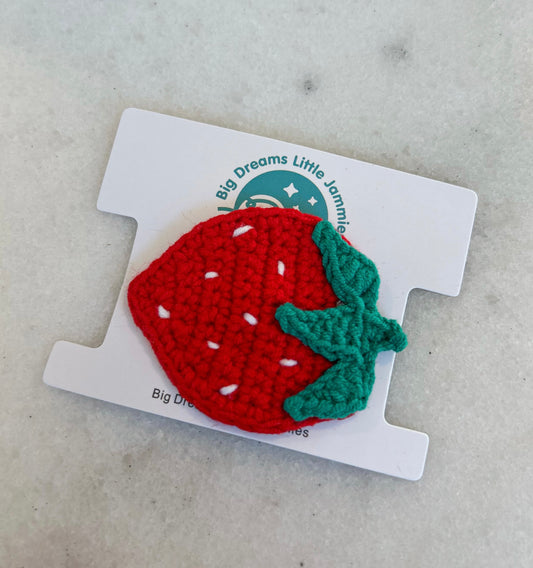 Crochet Strawberry Hair Clips