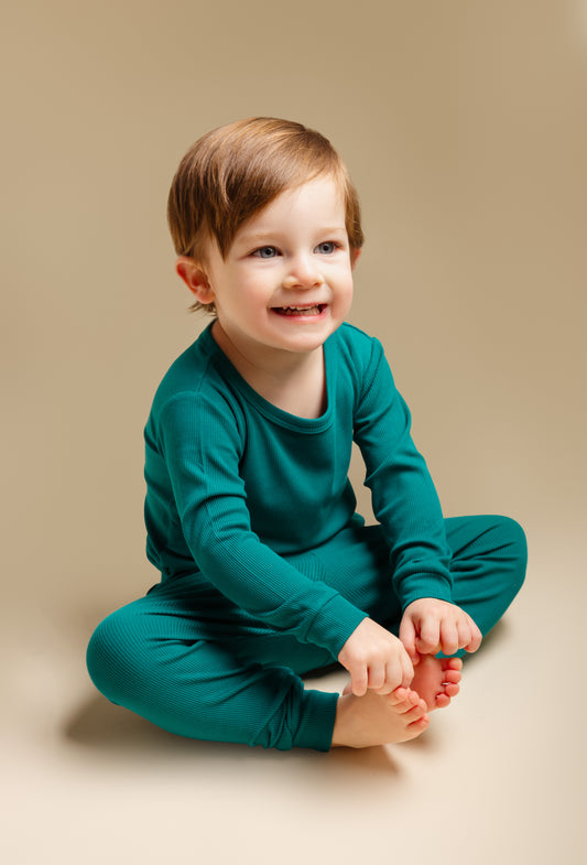 The Real Teal Ribbed Long Sleeve PJ's